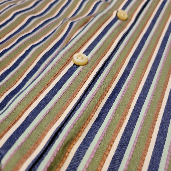 Robert Graham Men's 2XL Flip Cuff Button Down Embroidered Stripe Shirt Collar - Picture 8 of 13